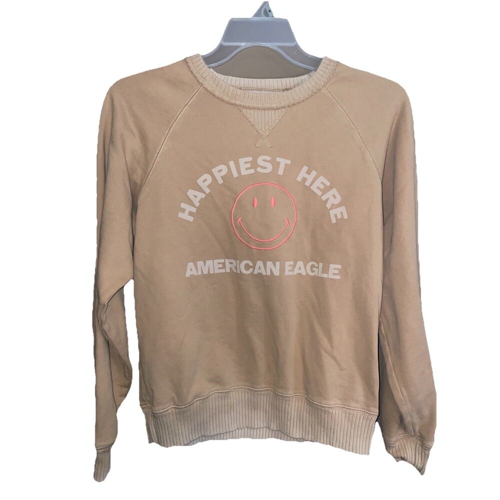 American Eagle Womens Funday Graphic Raglan-Sleeve Sweatshirt Sz S